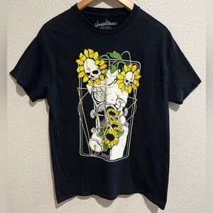 Threadless Graphic Crewneck To Dream Of Chlorophyll Tarot Skull Black Cotton M